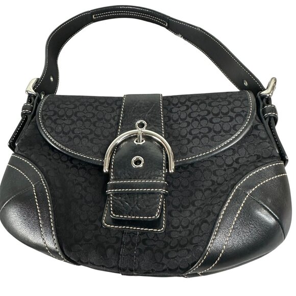 Coach 6818 SMALL Vintage Soho Black Leather and Signature C Canvas Shoulder Bag - Picture 3 of 16